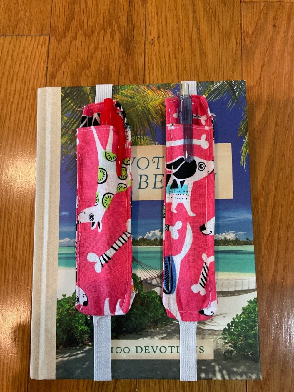 Set of 2 Pink Dog Print Pen Keeper Bookmarks
